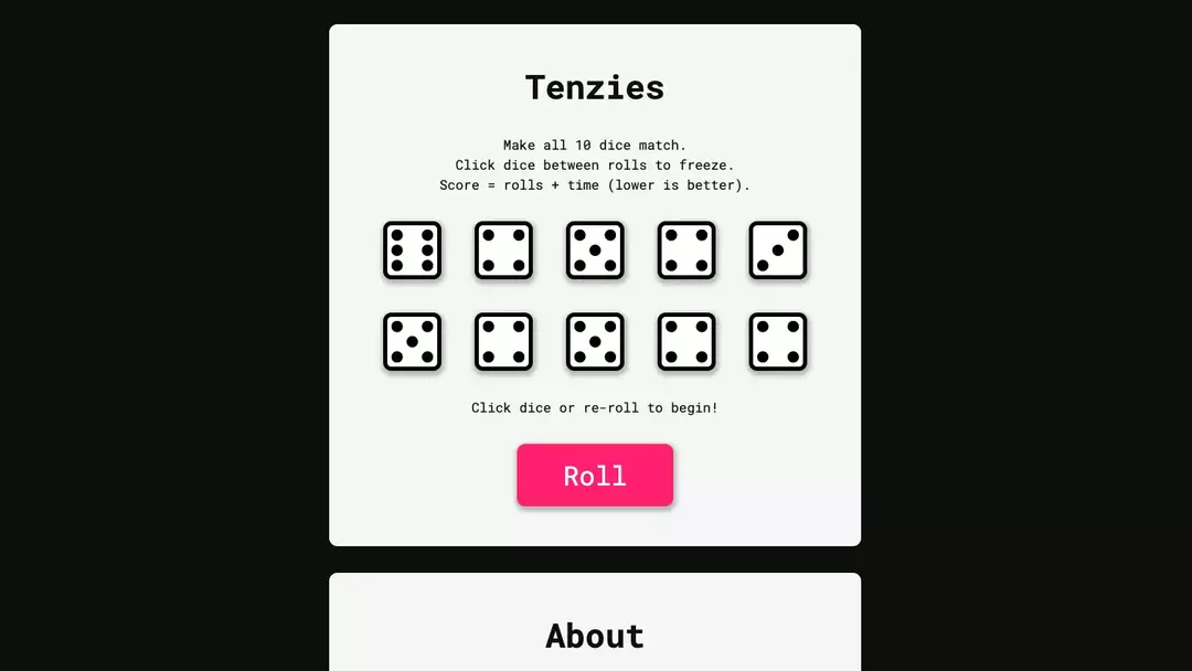 Visit this project: A Javascript Dice Game