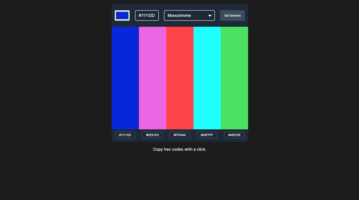 Visit this project: A Javascript Colour Scheme Generator
