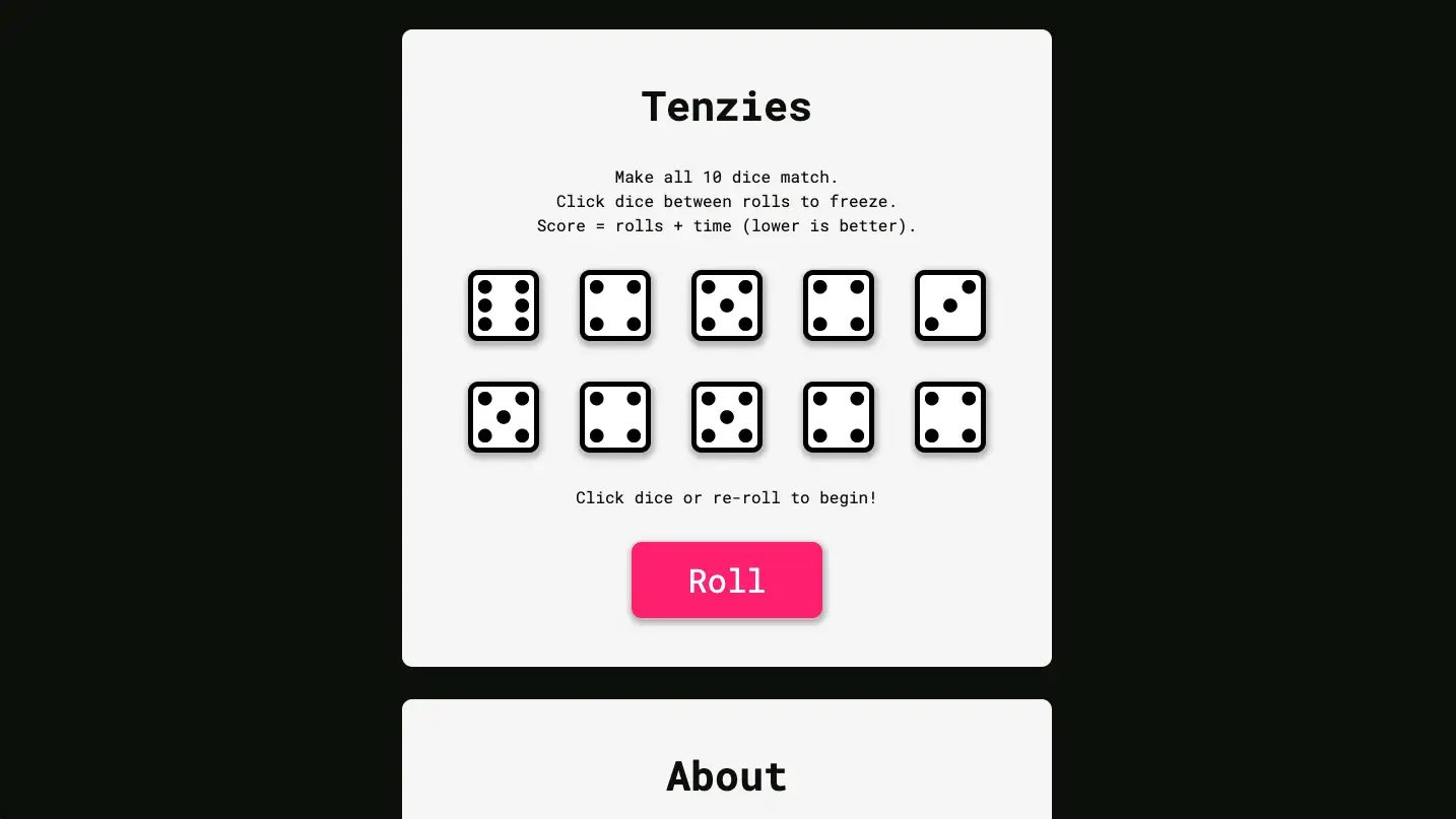Visit this project: A Javascript Dice Game